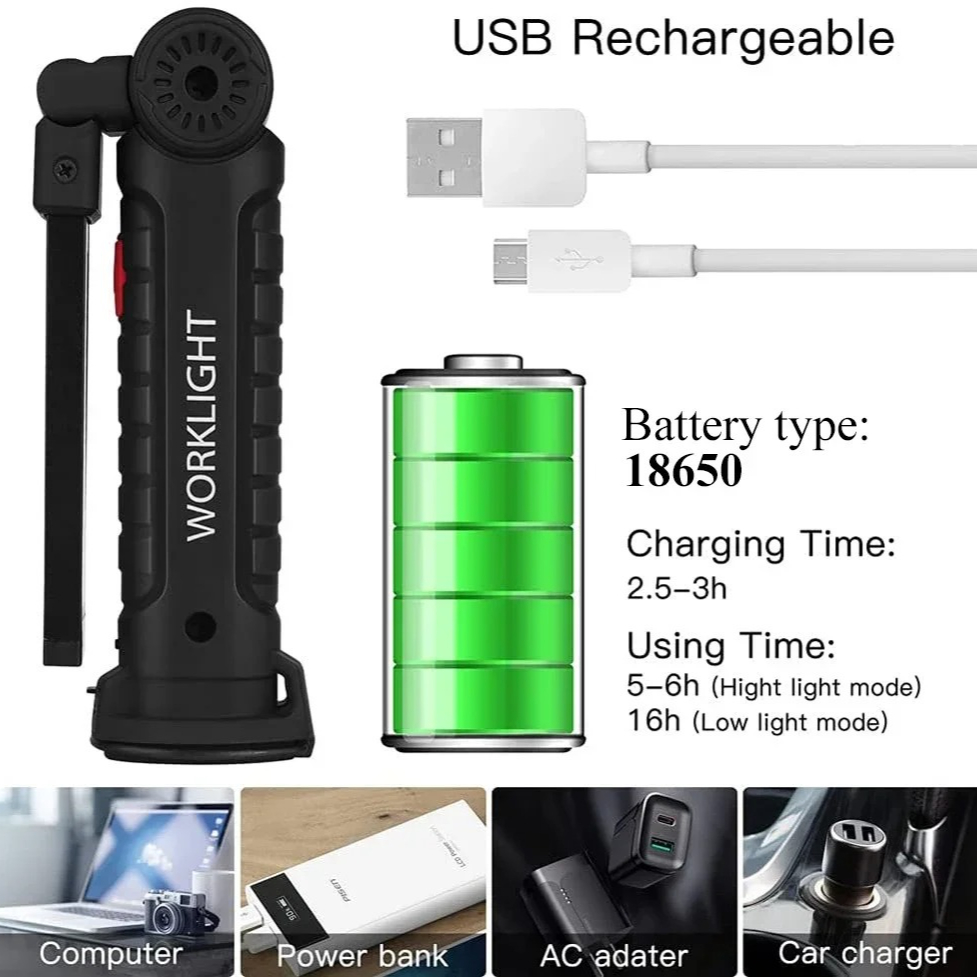 Portable COB LED Flashlight US - đánh giá và giá Power Bank